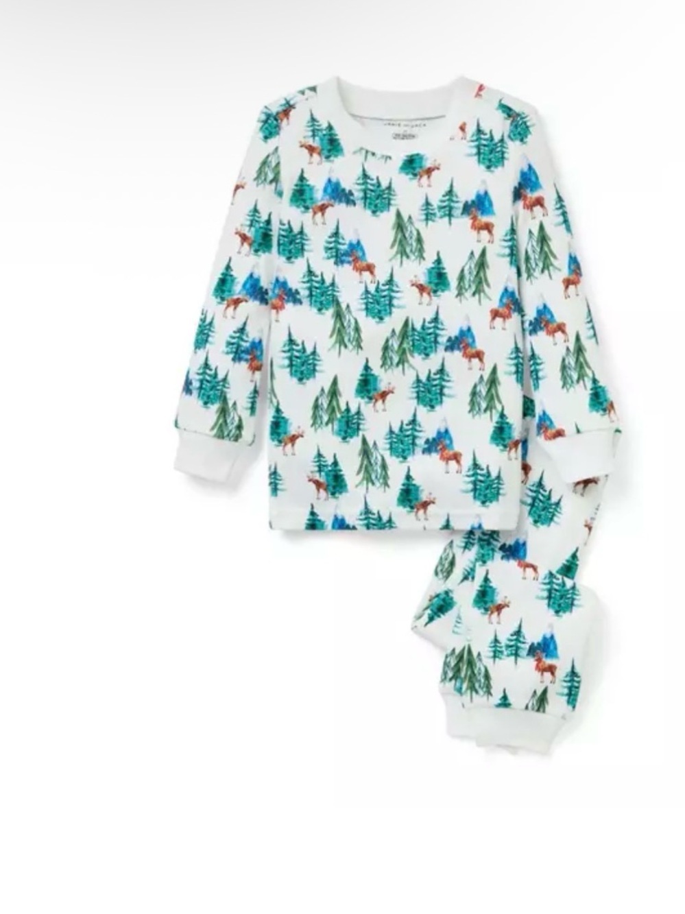 Janie and Jack White Moose & Forest Print Pajama Set unisex